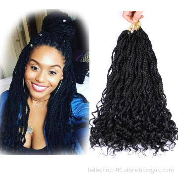 Hot sell 24 Strands 18 Senegalese Curly Twist synthetic afro kinky hair box braids crochet hair extension wholesale